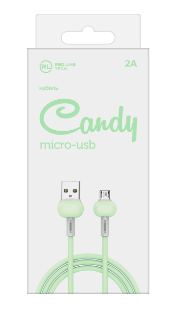 

Кабель интерфейсный Red Line Candy УТ000021985 USB/micro USB, зеленый, Candy