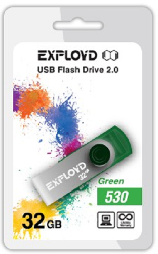 

Накопитель USB 2.0 32GB Exployd 530 зелёный, 530