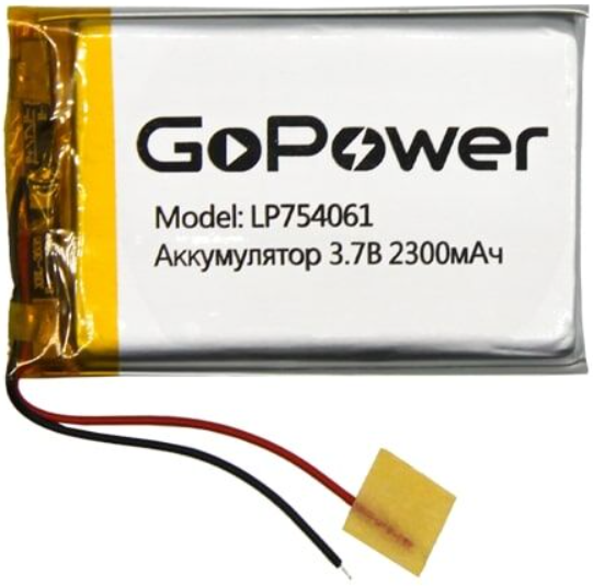 

Аккумулятор GoPower LP754061 00-00019610 Li-Pol PK1 3.7V 2300mAh (1/10/250), LP754061