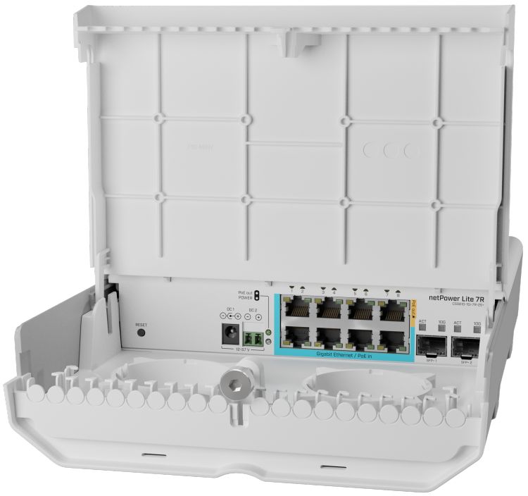 

Коммутатор управляемый Mikrotik CSS610-1Gi-7R-2S+OUT L3 с PoE Mikrotik Cloud Smart Switch (netPower Lite 7R) электронное устройство, CSS610-1Gi-7R-2S+OUT