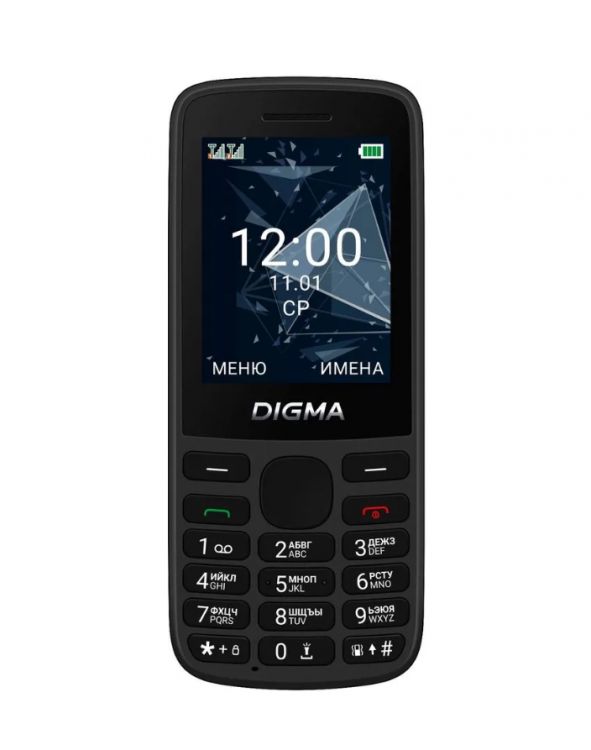 Мобильный телефон Digma A243 1888900 Linx 32Mb 32Mb черный моноблок 2Sim 2.4 240x320 GSM900/1800 GSM1900