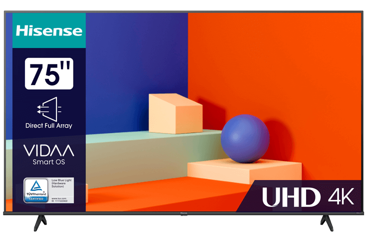 Телевизор Hisense 75A6K черный, 4K UHD, DVB-T, DVB-T2, DVB-C, DVB-S, DVB-S2, SMART TV, HDR