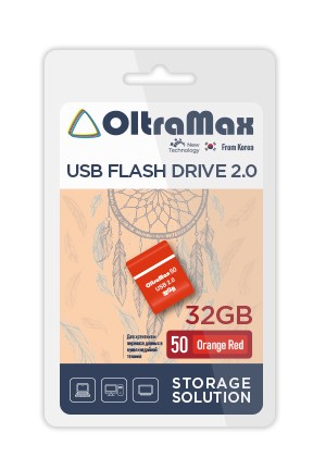 

Накопитель USB 2.0 32GB OltraMax OM-32GB-50-Orange Red 50 оранжевый/красный, OM-32GB-50-Orange Red