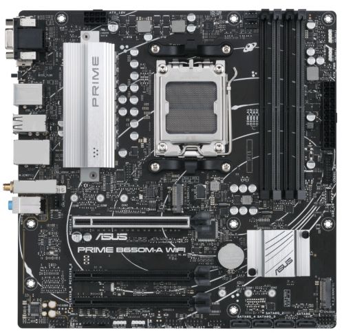 Материнская плата mATX ASUS PRIME B650M-A WIFI (AM5, AMD B650, 4*DDR5 (5600), 4*SATA 6G RAID, 2*M.2,