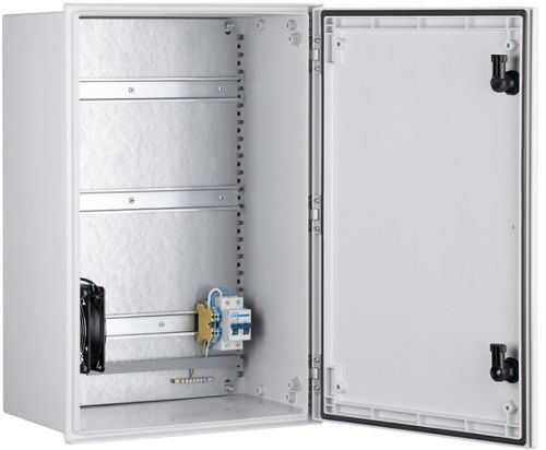 Шкаф NSGate NSP-4060 P406H0F0 400x600x230 комплект [1] с вентилятором, без нагревателя и оптического, цвет серый - фото 1