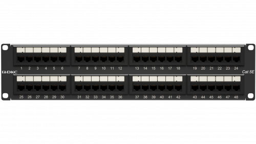 

Патч-панель DKC RN5PPU242 19", 2U, Cat 5e, 48 портов RJ45 (8p8c), неэкранированная, 110 IDC, "RAM telecom", RN5PPU242