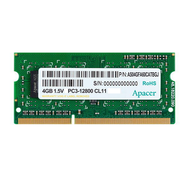 

Модуль памяти SODIMM DDR3 4GB Apacer DS.04G2K.KAM PC3-12800 1600MHz 2Rx8 CL11 204-pin 1.5V, DS.04G2K.KAM