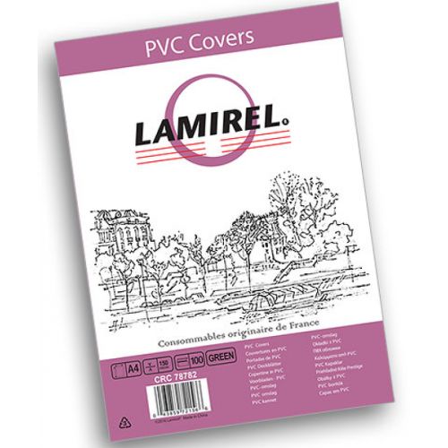 Обложка Fellowes LA-78782 Lamirel Transparent A4, PVC, зеленые, 150мкм, 100шт