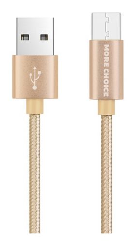 Кабель интерфейсный More Choice K11m USB 2.0A для micro USB нейлон 1м Gold, цвет золото