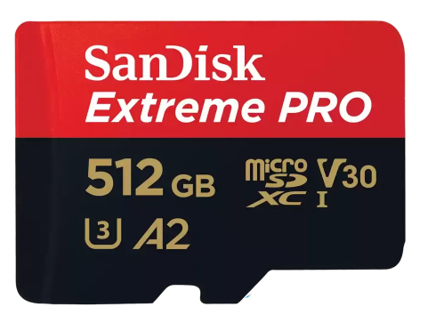 

Карта памяти MicroSDXC 512GB SanDisk SDSQXCD-512G-GN6MA Class 10 UHS-I A2 C10 V30 U3 Extreme Pro (SD адаптер) 200MB/s, SDSQXCD-512G-GN6MA