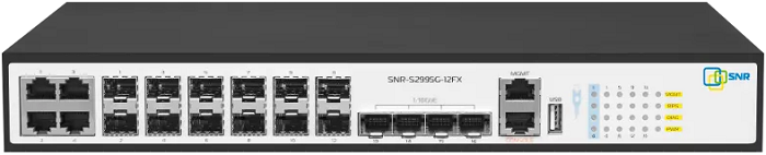 

Коммутатор управляемый SNR SNR-S2995G-12FX уровня 3, 8 портов 100/1000BaseX SFP, 4 Combo портов GE, 4 порта 1/10G SFP+, RPS DC 12V, SNR-S2995G-12FX