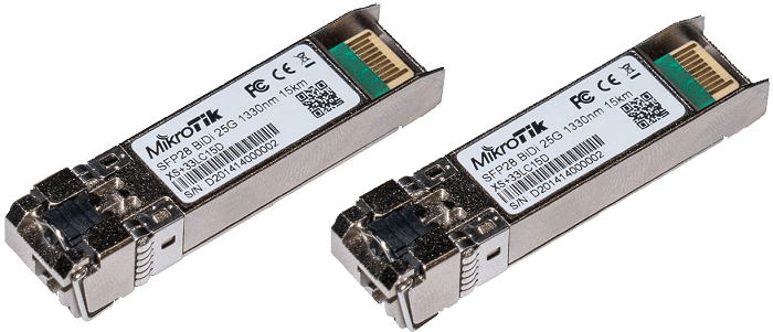 

Трансивер Mikrotik XS+2733LC15D SFP/SFP+/SFP28 modules 1/10/25G 15km 1270nm + 1330nm (комплект 2шт), XS+2733LC15D