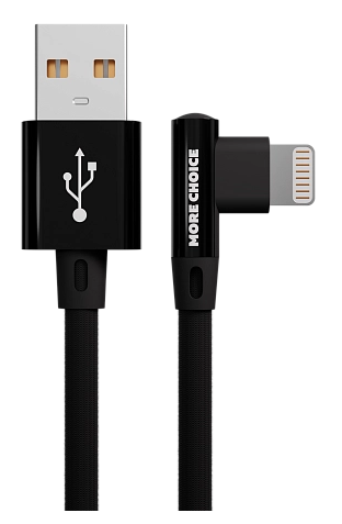 Кабель интерфейсный More Choice K27i USB 2.1A для Lightning 8-pin нейлон 1м Black, цвет черный K27i Black - фото 1