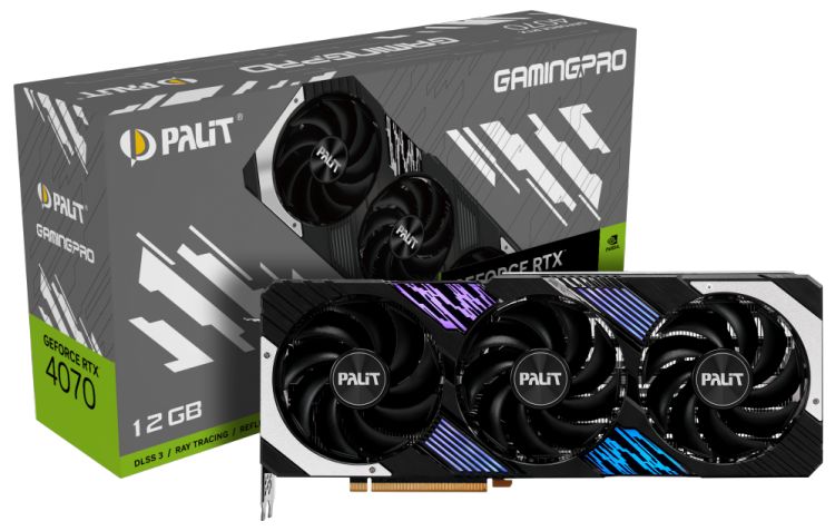 

Видеокарта PCI-E Palit GeForce RTX 4070 GamingPro (NED4070019K9-1043A) 12GB GDDR6X 192bit 5nm 1920/21000MHz HDMI/3*DP, GeForce RTX 4070 GamingPro (NED4070019K9-1043A)