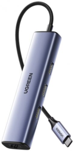 Концентратор UGREEN CM475 60600 USB-C / 3*USB3.0 Hub+RJ45 (1000M) without power port, серый