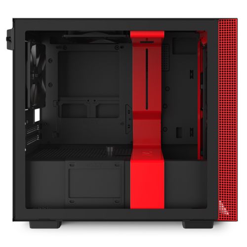Корпус mini-ITX NZXT H210i black/red, без БП, закаленное стекло, fan 2x120mm, LED-подсветка, 2xUSB 3.1 (Type-A/Type-С), audio CA-H210I-BR - фото 3