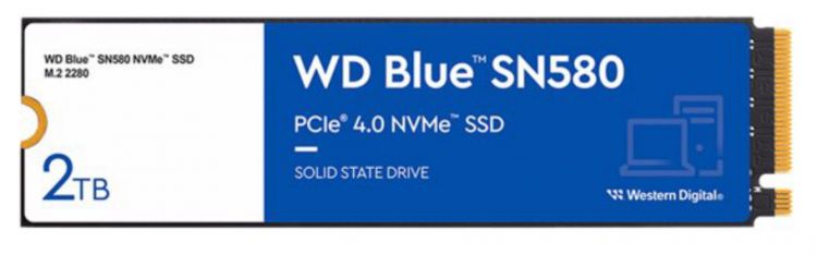 

Накопитель SSD M.2 2280 Western Digital WDS200T3B0E WD Blue SN580 2TB PCIe 3.0 x4 NVMe 3D TLC 4150/4150MB/s IOPS 600K/750K MTBF 1.5M 900TBW, WDS200T3B0E