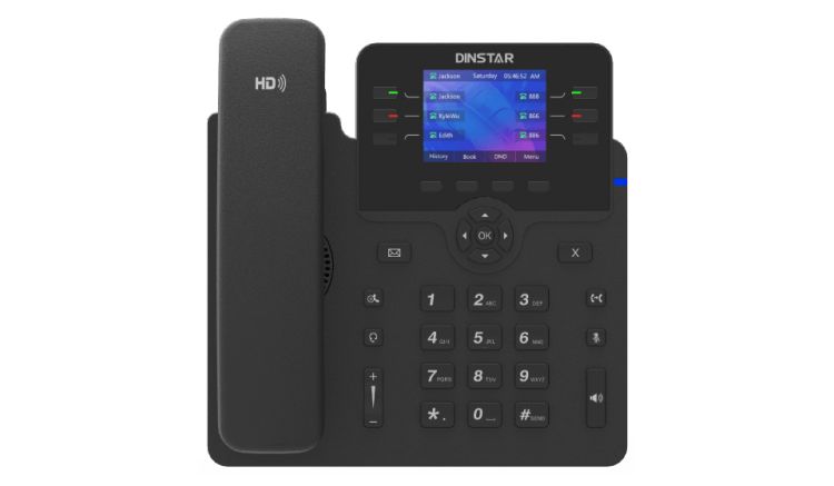 

Телефон VoiceIP Dinstar C63G 10/100/1000, 2,8" 3 SIP аккаунта, ЖК дисплей 320x240, 6 программируемых клавишь, поддерживаешь до 6ти панелей расширения, C63G