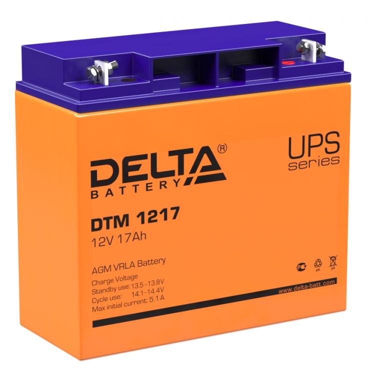 цена Батарея Delta DTM 1217 12В, 17Ач, 181х77х167мм