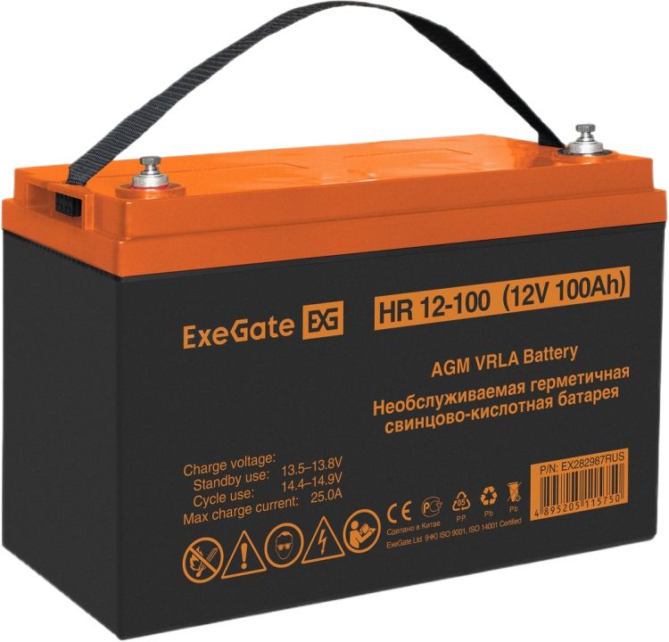 Батарея аккумуляторная Exegate HR 12-100 EX282987RUS (12V 100Ah, под болт М6)