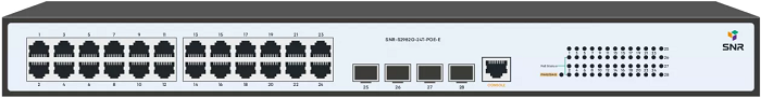 

Коммутатор управляемый SNR S2982G-24T-POE-E гигабитный POE уровня 2, 24 порта 10/100/1000Base-T с поддержкой PoE, 4 порта 100/1000BASE-X (SFP), бюджет, S2982G-24T-POE-E