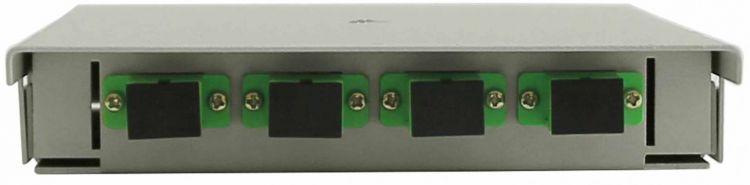 Кросс оптический настенный коробочный TELCORD КН-4 4-LC/SM-d-8-LC/UPC-SM-GY 163х123х23 мм, 4 адаптера LC/SM, 8 пигтейлов LC/UPC SM (OS2 9/125), серый цена и фото