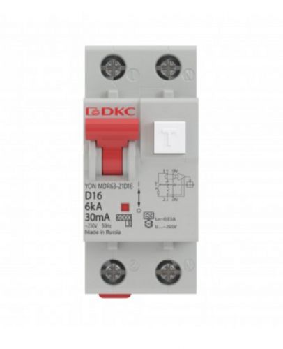 Автоматический выключатель дифф. тока (АВДТ) DKC MDR63-23C20-A 6kA, тип характеристики C, 1P+N, 20A, тип A, 2 модуля, YON