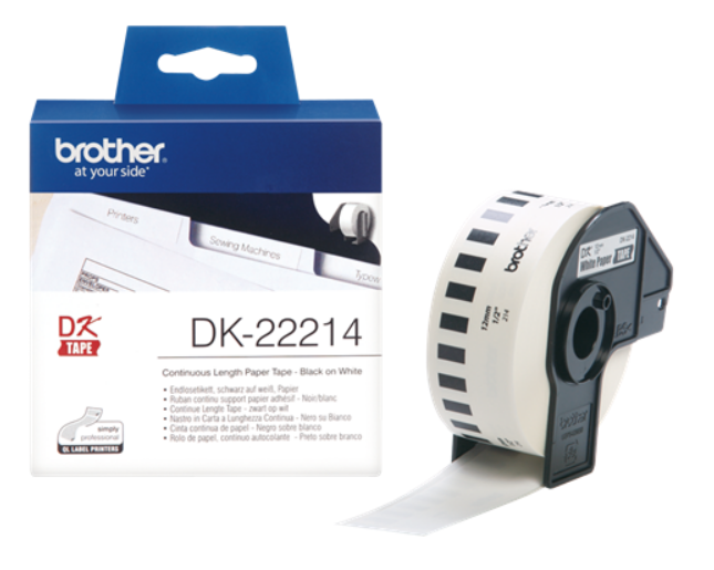 Наклейка Brother DK22214 Бумажная клеящаяся лента Brother (белая, ширина 12 мм)