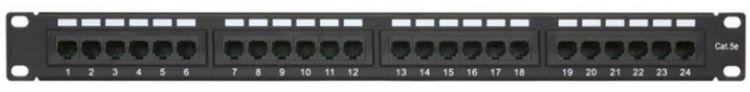 Патч-панель Netlan EC-URP-24-UD2 19", 1U, Cat 5e, 24 порта RJ45 (8p8c), неэкранированная, Dual IDC (