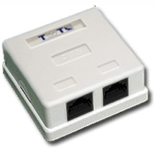 Компьютерная розетка настенная TWT TWT-SM2-4545/S-WH 2 порта RJ-45 категории 5е, STP, белая
