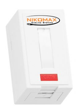 

Компьютерная розетка настенная NIKOMAX NMC-WO1UD2-FT-ST-WT 1 порт, Кат.5e, RJ45/8P8C, FT-TOOL/110/KRONE, T568A/B, неэкран., со шторкой, белая, NMC-WO1UD2-FT-ST-WT