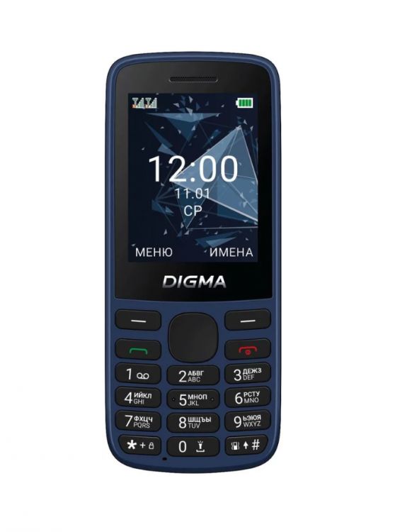 

Мобильный телефон Digma A243 1888906 Linx 32Mb 32Mb темно-синий моноблок 2Sim 2.4" 240x320 GSM900/1800 GSM1900, A243