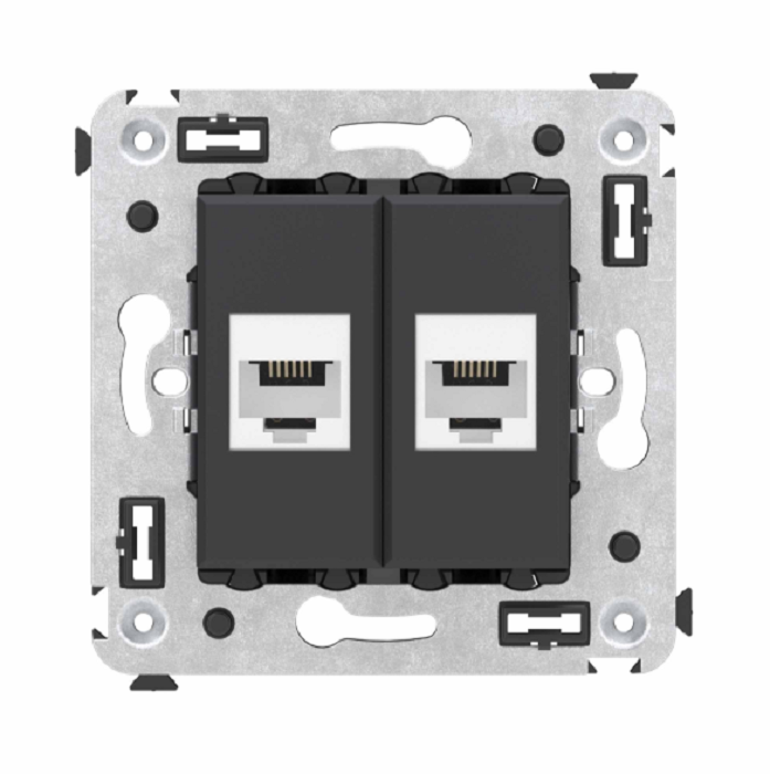 

Телефонная розетка DKC 4412614 RJ-12 без шторки в стену двойная, "Черный матовый", "Avanti", 4412614