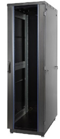 Шкаф напольный 19, 42U Eurolan 60F-42-66-31BL Racknet 600х600, передняя дверь стеклянная, задняя металич. цена и фото