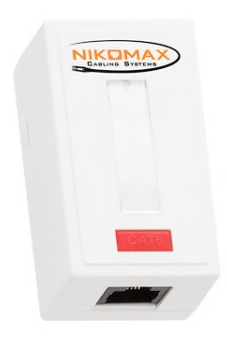 

Компьютерная розетка настенная NIKOMAX NMC-WO1UE2-WT 1 порт, Кат.6, RJ45/8P8C, 110/KRONE, T568A/B, на печатной плате, неэкран., белая, NMC-WO1UE2-WT