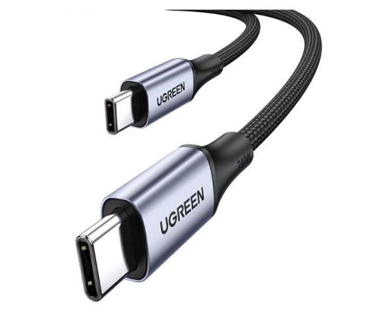 

Кабель UGREEN US535 15311_ USB-C to USB-C 240WPD Fast Charging Cable в оплетке, 1м, серый космос, US535