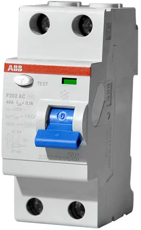 Выключатель дифференциального тока (ВДТ, УЗО) ABB 2CSF202001R2400 F202AC 2Р 40А 100mA (AC)