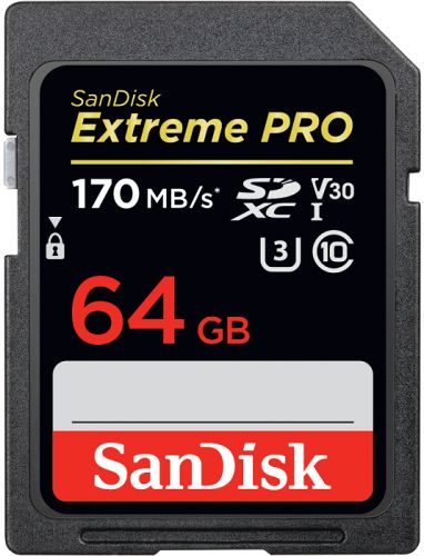 Карта памяти 64GB SanDisk SDSDXXY-064G-GN4IN Extreme Pro SDXC Card - 170MB/s V30 UHS-I U3