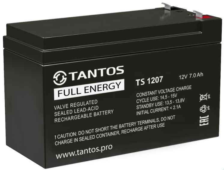 Аккумулятор Tantos TS 1207 12В 7 Ач свинцово-кислотный, AGM