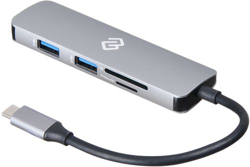 Концентратор USB 3.1 Digma DS-735UC_G 2*USB 3.0, HDMI, microSD/SD reader, серый