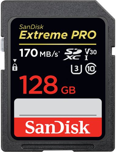 Карта памяти 128GB SanDisk SDSDXXY-128G-GN4IN Extreme Pro SDXC Card - 170MB/s V30 UHS-I U3