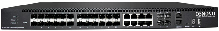 

Коммутатор OSNOVO SW-32G4X-1L управляемый L3 Gigabit Ethernet на 16xGE SFP + 8xGE Combo (RJ45 + SFP) + 4x10G SFP+ Uplink. Порты: 16 x GE SFP (1000Base, SW-32G4X-1L