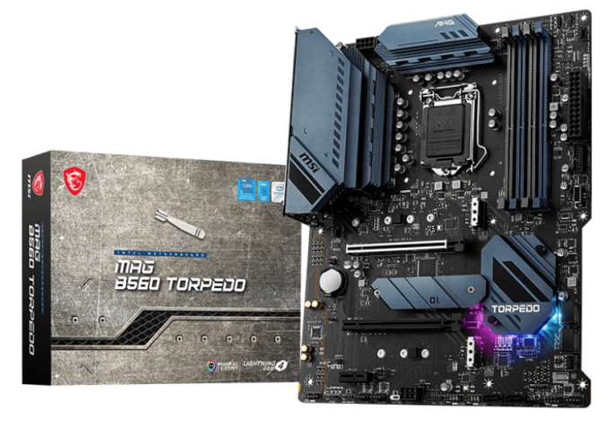 

Материнская плата ATX MSI MAG B560 TORPEDO (LGA1200, B560, 4*DDR4, 6*SATA 6G, 3*M.2, 2*PCIE, 7.1CH, 2.5Glan, Glan, 4*USB 2.0, 4*USB 3.2, USB Type-C, H, MAG B560 TORPEDO