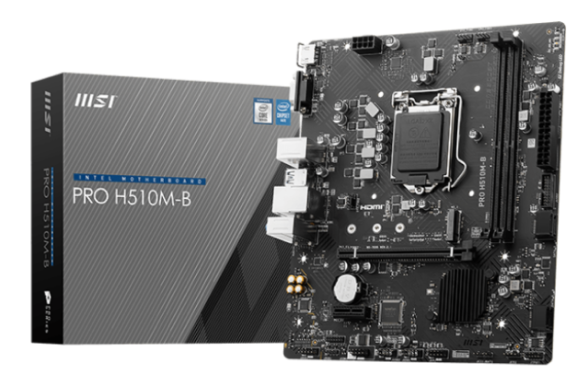 Материнская плата mATX MSI PRO H510M-B (10Gen only) (LGA1200, H470, 2*DDR4, 4*SATA 6G, M.2, 7.1Ch, 2*PCIE, Glan, 4*USB 2.0, 2*USB 3.2, VGA, HDMI)