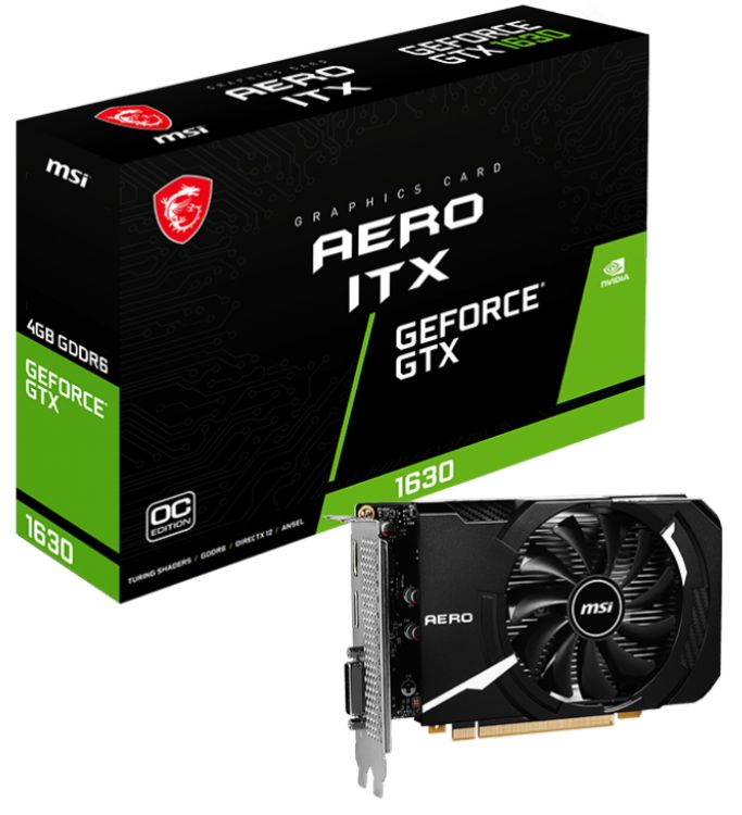 

Видеокарта PCI-E MSI GeForce GTX 1630 (GTX 1630 AERO ITX 4G OC) 4GB GDDR6 64bit 12nm 1740/12000MHz DVI-D/HDMI/DP, GeForce GTX 1630 (GTX 1630 AERO ITX 4G OC)