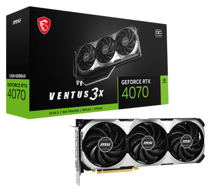 

Видеокарта PCI-E MSI GeForce RTX 4070 VENTUS (RTX 4070 VENTUS 3X 12G) 12GB GDDR6X 192bit 5nm 1920/21, GeForce RTX 4070 VENTUS (RTX 4070 VENTUS 3X 12G)